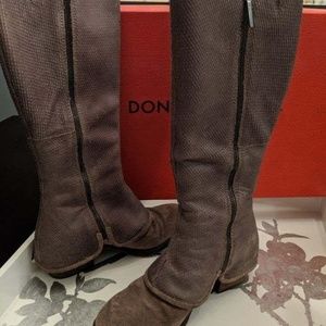 Donald J. Pliner Taupe Oily Suede high zip boot